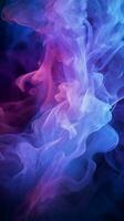 Vibrant purple and blue beams cut through the smoke-filled darkness Vertical Mobile Wallpaper AI Generated photo