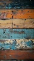 Worn, colorful, aged wood texture exuding rustic charm Vertical Mobile Wallpaper AI Generated photo