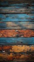 Worn, colorful, aged wood texture exuding rustic charm Vertical Mobile Wallpaper AI Generated photo