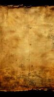 Antique parchment texture displaying aged paper with dark borders Vertical Mobile Wallpaper AI Generated photo