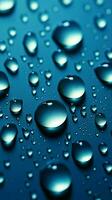 Captivating water droplets on a gradient-filled deep blue background Vertical Mobile Wallpaper AI Generated photo