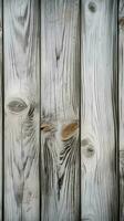 de cerca de resistido blanco madera textura, Clásico gris madera fondo vertical móvil fondo de pantalla ai generado foto