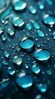 Deep blue backdrop adorned with shimmering water droplets and gradients Vertical Mobile Wallpaper AI Generated photo