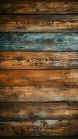Distressed, vivid, aged wood background with charm Vertical Mobile Wallpaper AI Generated photo