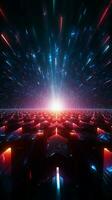 Energetic atmosphere with sparkling blue and red rays at the disco Vertical Mobile Wallpaper AI Generated photo