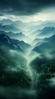 A captivating backdrop of swirling mist and smokey fog Vertical Mobile Wallpaper AI Generated photo