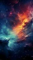 Abstract representation of the night sky, brimming with stars, nebulae, and galaxies Vertical Mobile Wallpaper AI Generated photo