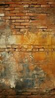 Grungy seamless pattern texture featuring an aged yellow and red brick wall Vertical Mobile Wallpaper AI Generated photo