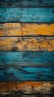Grungy, vibrant, aged timber backdrop with a pop of color Vertical Mobile Wallpaper AI Generated photo