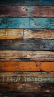 Grungy, vibrant, aged timber backdrop with a pop of color Vertical Mobile Wallpaper AI Generated photo