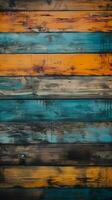 Grungy, vibrant, aged timber backdrop with a pop of color Vertical Mobile Wallpaper AI Generated photo