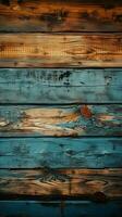 Grungy, vibrant, aged timber backdrop with a pop of color Vertical Mobile Wallpaper AI Generated photo