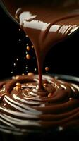 Heavenly chocolate pour, Rich, luscious sauce pouring in a captivating front view Vertical Mobile Wallpaper AI Generated photo