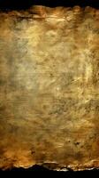 Aged manuscript texture with weathered, shadowy edges Vertical Mobile Wallpaper AI Generated photo