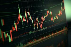 Red and green markings on the chart signify contrasting data points AI Generated photo