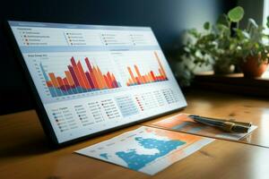 Detailed close up displays a survey spreadsheet filled with insightful responses AI Generated photo