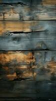 Abandoned wood surface, juxtaposed with gritty concrete wall texture in artistic harmony Vertical Mobile Wallpaper AI Generated photo