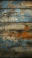 Abandoned wood surface, juxtaposed with gritty concrete wall texture in artistic harmony Vertical Mobile Wallpaper AI Generated photo