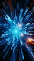 Abstract burst of blurred blue, a dynamic motion pattern with centric allure Vertical Mobile Wallpaper AI Generated photo