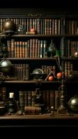 An array of antique tomes adorns shelves, fostering knowledges haven in libraries Vertical Mobile Wallpaper AI Generated photo