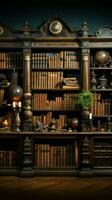 An array of antique tomes adorns shelves, fostering knowledges haven in libraries Vertical Mobile Wallpaper AI Generated photo