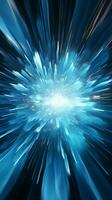 Blurred blue backdrop bursts with centric motion, an abstract, ethereal explosion Vertical Mobile Wallpaper AI Generated photo