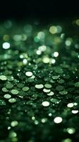 Energetic backdrop for St Patricks Day, fashioned from sparkling green glitter paper Vertical Mobile Wallpaper AI Generated photo