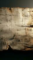 Isolated wooden slab, converses with rough concrete wall texture, harmonious juxtaposition Vertical Mobile Wallpaper AI Generated photo