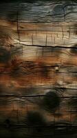 Lonely wood surface, complements rugged concrete wall texture, evoking tactile contrast Vertical Mobile Wallpaper AI Generated photo