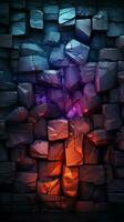 Mystical aura emanates from the obsidian hued bricks of a shadowy wall Vertical Mobile Wallpaper AI Generated photo