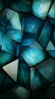 Triangular abstraction in hues of deep blue, green, white, and vivid cyan Vertical Mobile Wallpaper AI Generated photo