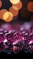 Vibrant magenta hues blend with sparkling bokeh, forming a panoramic Valentines backdrop Vertical Mobile Wallpaper AI Generated photo