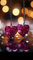 Vibrant magenta hues blend with sparkling bokeh, forming a panoramic Valentines backdrop Vertical Mobile Wallpaper AI Generated photo