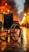 Wheelchair users hands on wheels, showcasing empowerment and the concept of ability Vertical Mobile Wallpaper AI Generated photo