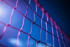 A striking purple volleyball net sets the court for competitive play AI Generated photo