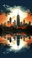 City silhouette Urban vector landscape features captivating skyline and cityscape elements Vertical Mobile Wallpaper AI Generated photo