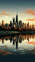 City skyline Urban vector landscape features captivating silhouetted cityscape elements Vertical Mobile Wallpaper AI Generated photo