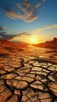 Climates mark Cracked desert land exposes harsh impact of changing environment Vertical Mobile Wallpaper AI Generated photo