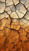 Climate crisis Arid earth, cracked and dry, tells of changing desert landscape Vertical Mobile Wallpaper AI Generated photo