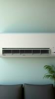 Cooling comfort Split AC on white wall, softened by a gentle blur Vertical Mobile Wallpaper AI Generated photo