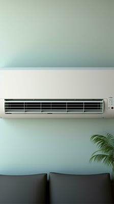 Cooling comfort Split AC on white wall, softened by a gentle blur