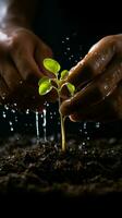 Male hand seeding for planting Vertical Mobile Wallpaper AI Generated photo