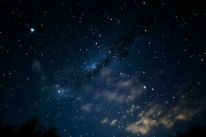 fascinante noche cielo un bajo ángulo ver de el estrellado Cielos ai generado foto