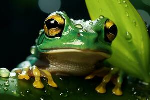 Natures intrigue a frogs peeking presence in a wondrous transformation AI Generated photo