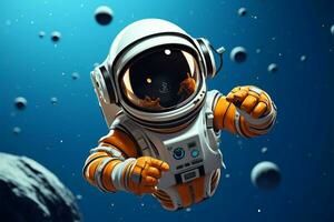 Science and tech symbol Astronaut on planet waves hello icon AI Generated photo