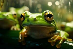 Transcending ordinary frogs peek transformed into a mystical encounter AI Generated photo