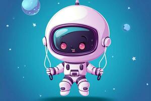 Charming vector icon Cute astronaut, UFO balloon in playful illustration AI Generated photo