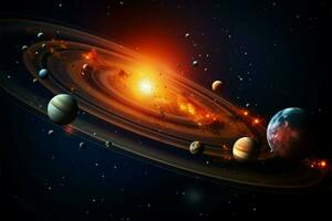 Complete solar system realistic space background featuring all planets AI Generated photo