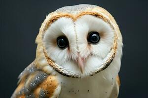 Close up of a common barn owls mesmerizing and transformed appearance AI Generated photo