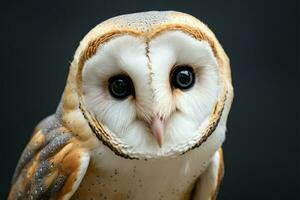 Close up of a common barn owls mesmerizing and transformed appearance AI Generated photo